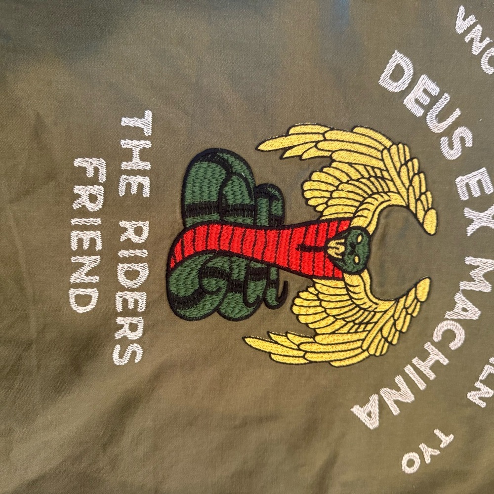 Deus Ex Machina Riders Friend Embroidered Souvenir Jacket Olive M Rare - Picture 9 of 16
